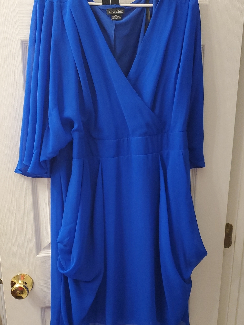City Chic Cobalt Blue Draped Wrap Dress